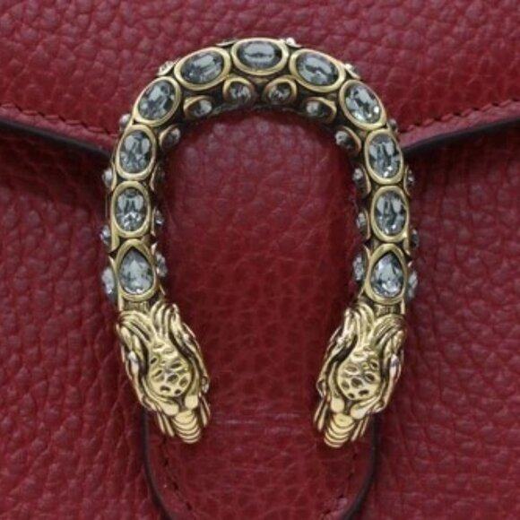 GUCCI Dionysus Mini Red Clutch 401231 496334 w/ Silver Chain Strap - Picture 3 of 15